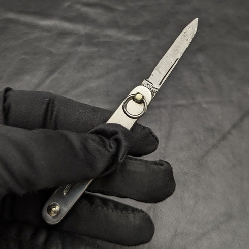 1960 British Vintage Sterling Silver Handle Double Blade Folding Mini Knife